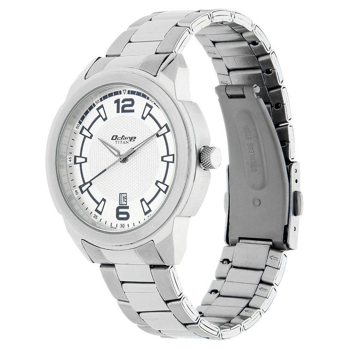 Titan Quartz Analog Silver Dial Watch for Men-1585SM06