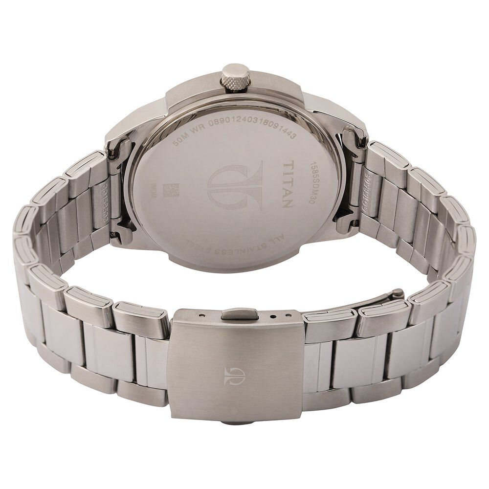 Titan Analog with Date Anthracite Dial Stainless Steel Strap watch for Men-NN1585SM07