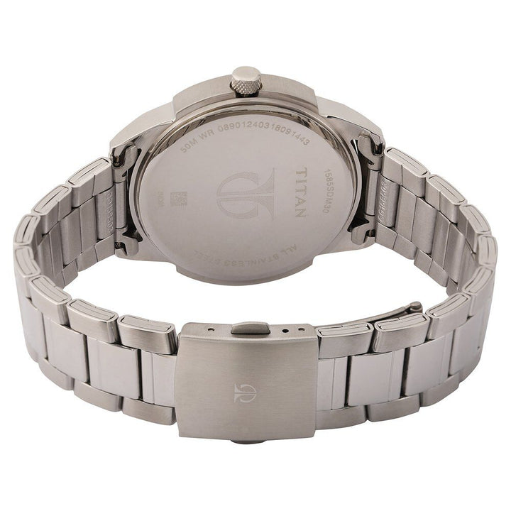 Titan Analog with Date Anthracite Dial Stainless Steel Strap watch for Men-NN1585SM07