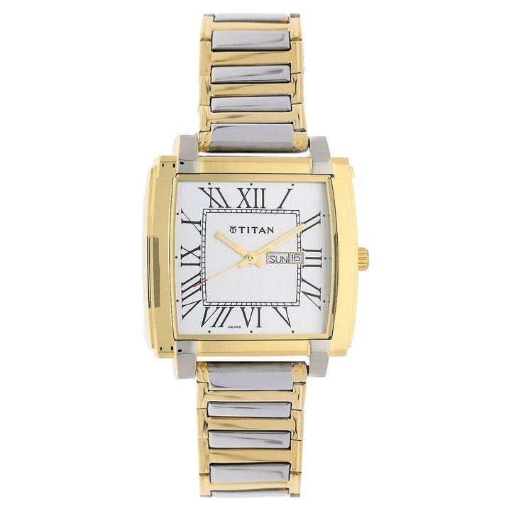 Titan Quartz Analog with Day and Date Silver Dial Stainless Steel Strap Watch for Men-NF1586BM01