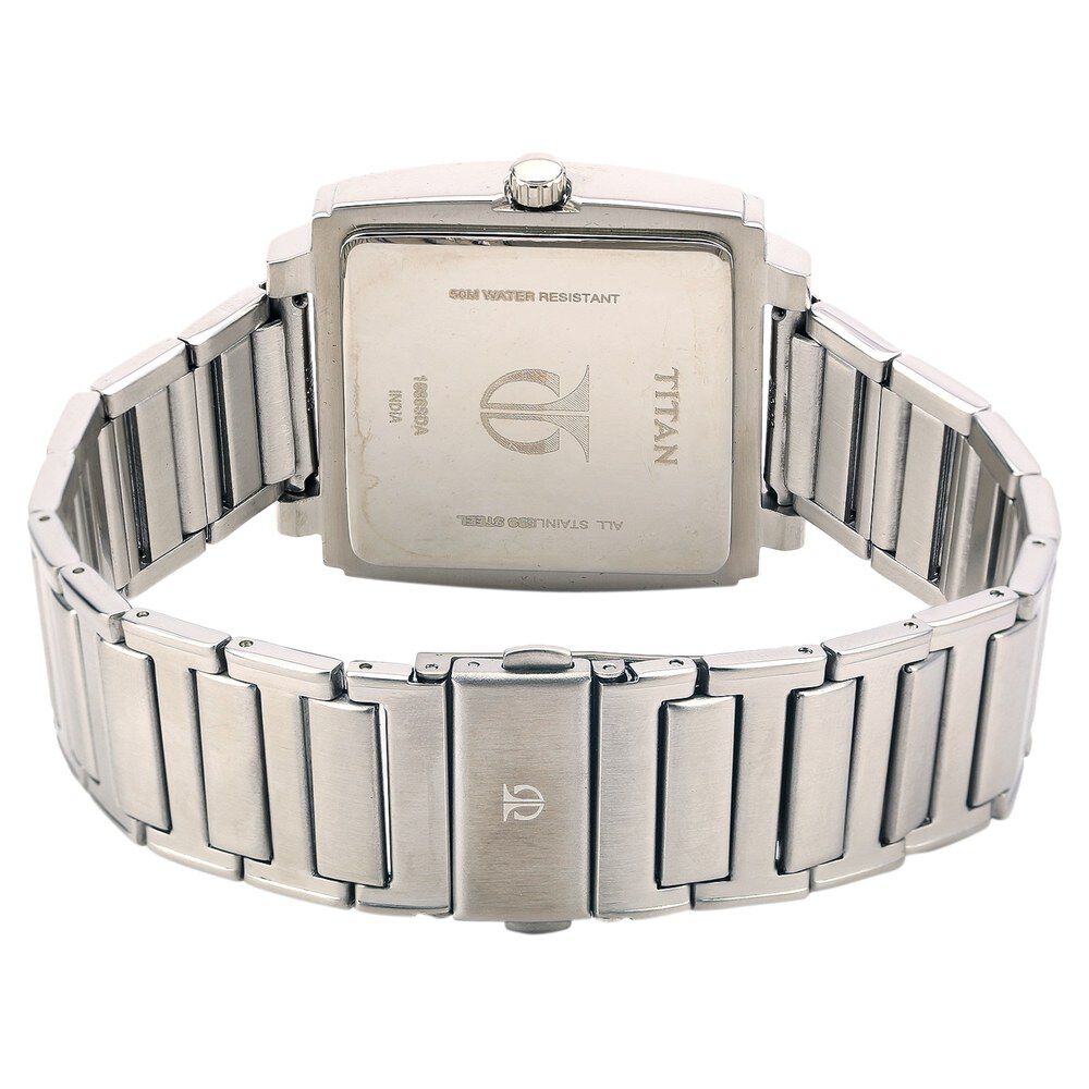 Titan Quartz Analog Black Dial Stainless Steel Strap Watch for Men-NF1586SM02C