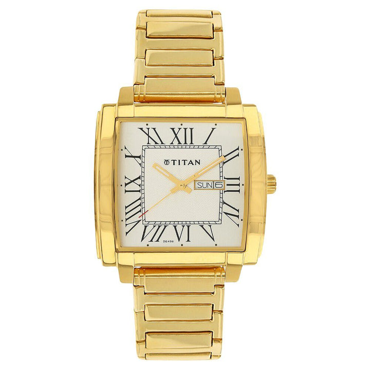 Titan Analog with Day and Date White Dial Stainless Steel Strap for Men-NF1586YM01