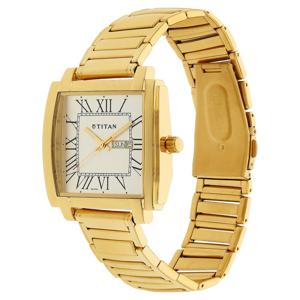 Titan Analog with Day and Date White Dial Stainless Steel Strap for Men-NF1586YM01