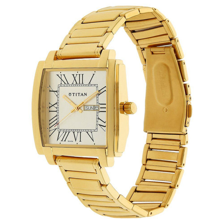 Titan Analog with Day and Date White Dial Stainless Steel Strap for Men-NF1586YM01