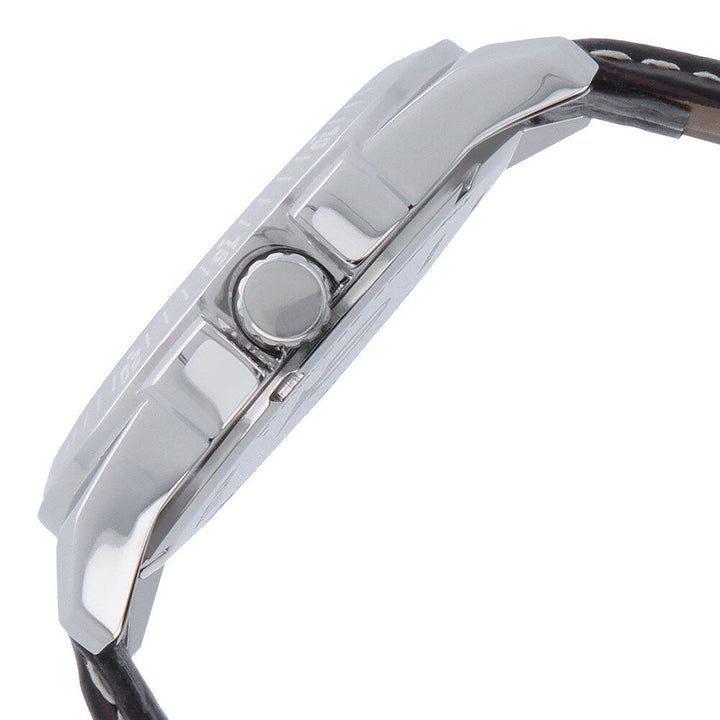 Titan Quartz Analog with Day and Date Silver Dial Leather Strap Watch for Men-NJ1587SL03
