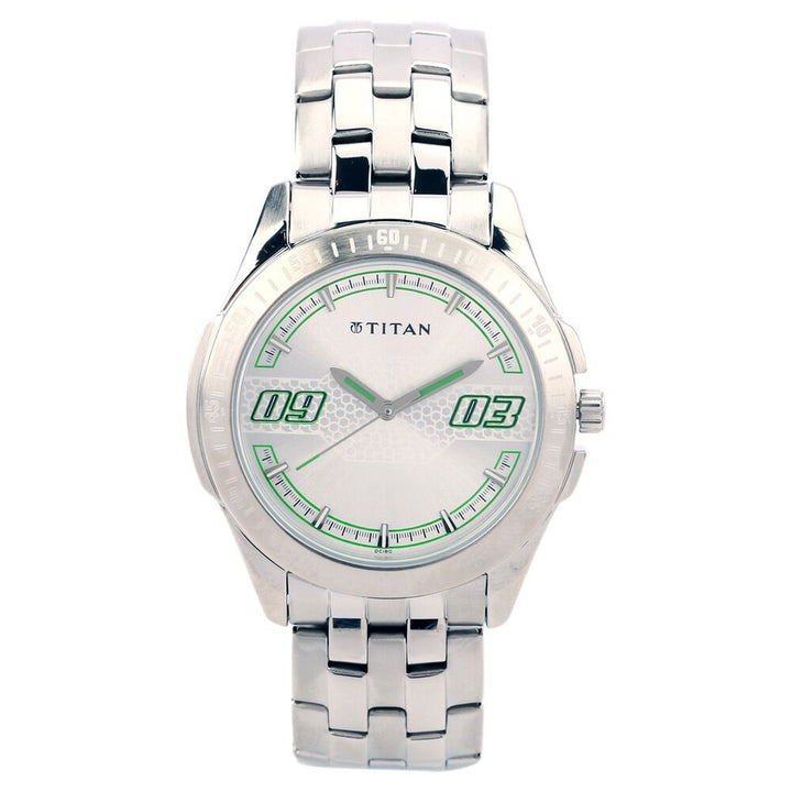 Titan Quartz Analog Silver Dial Stainless Steel Strap Watch for Men-NF1587SM01C