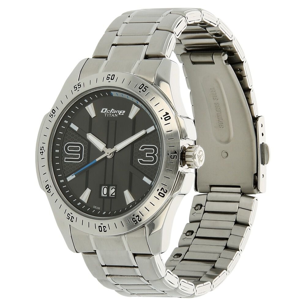 Titan Octane Anthracite Dial Analog with Date Metal Strap Watch for Men-1587SM05