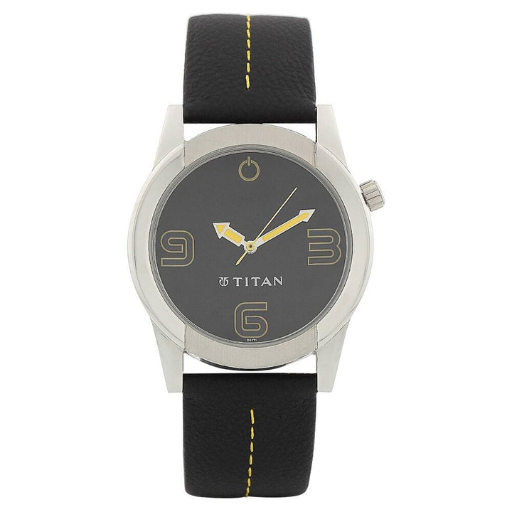 Titan Purple Black Dial Analog Leather Strap watch for Men-NE1588SL02C