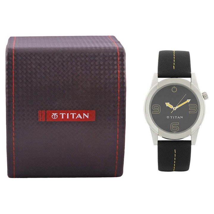 Titan Purple Black Dial Analog Leather Strap watch for Men-NE1588SL02C