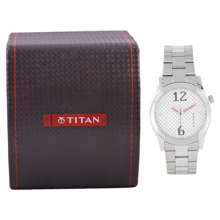 Titan Quartz Analog Silver Dial Watch for Men-NE1588SM02