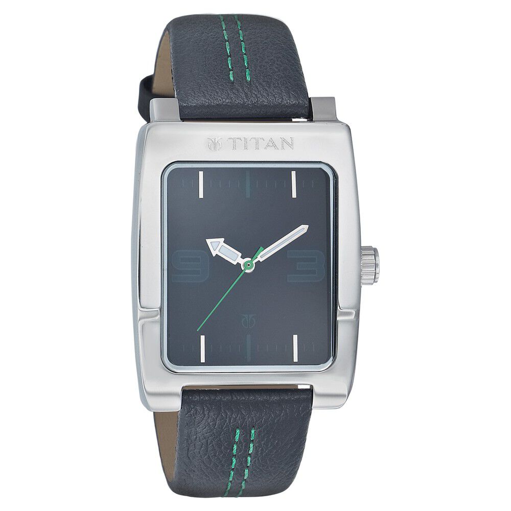 Titan GYOUT Black Dial Analog Leather Strap watch for Men-NE1591SL01