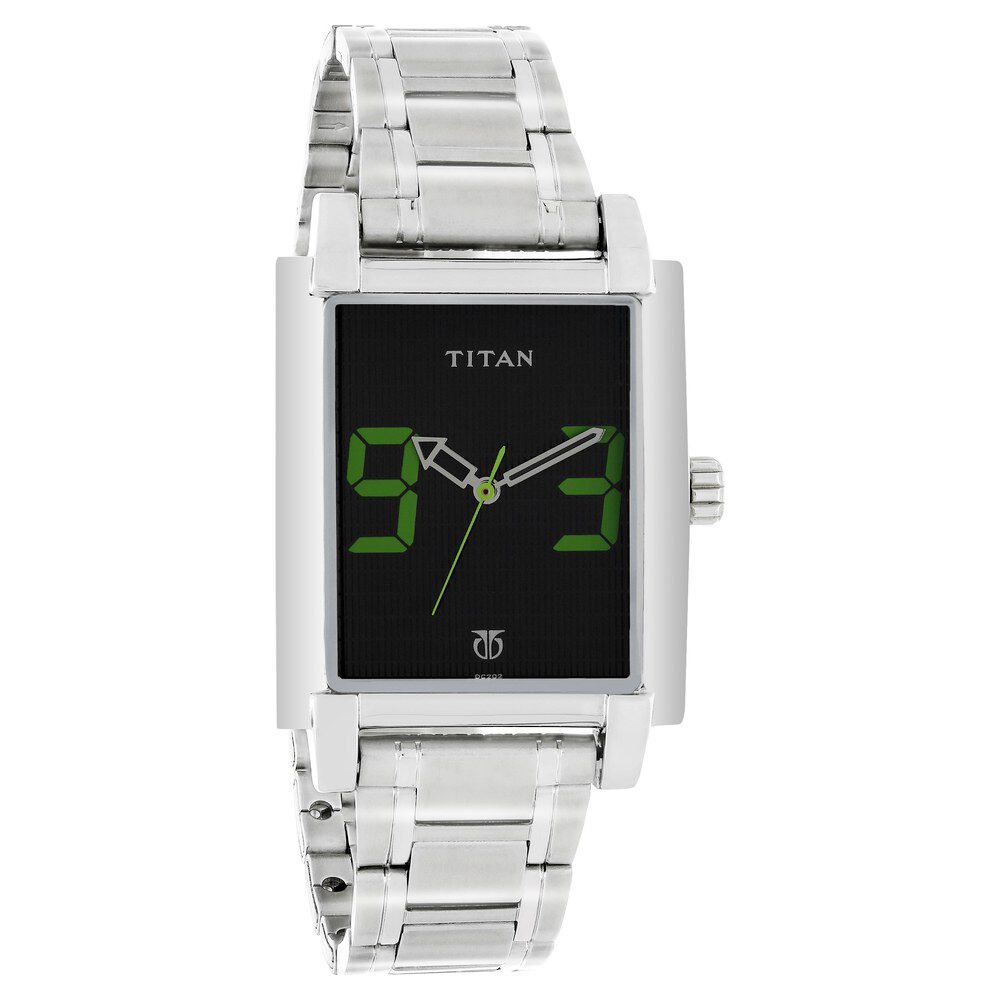 Titan Quartz Analog Black Dial Metal Strap Watch for Men-1593SM02