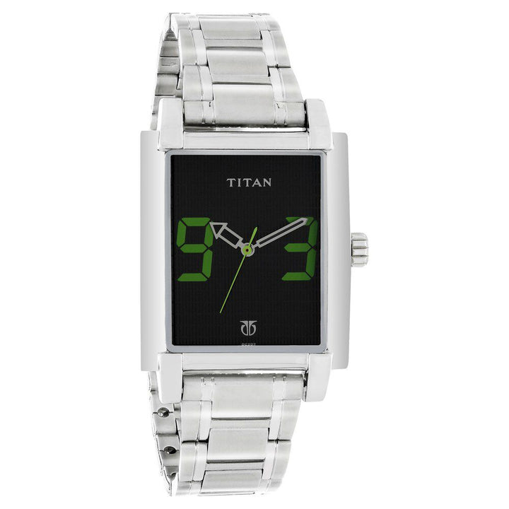 Titan Quartz Analog Black Dial Metal Strap Watch for Men-1593SM02