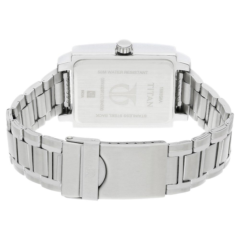 Titan Quartz Analog Black Dial Metal Strap Watch for Men-1593SM02