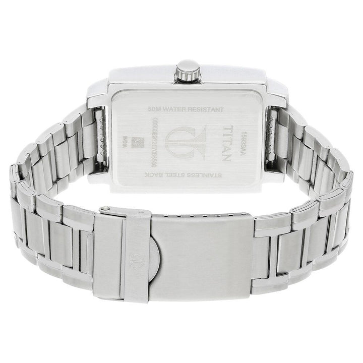 Titan Quartz Analog Black Dial Metal Strap Watch for Men-1593SM02