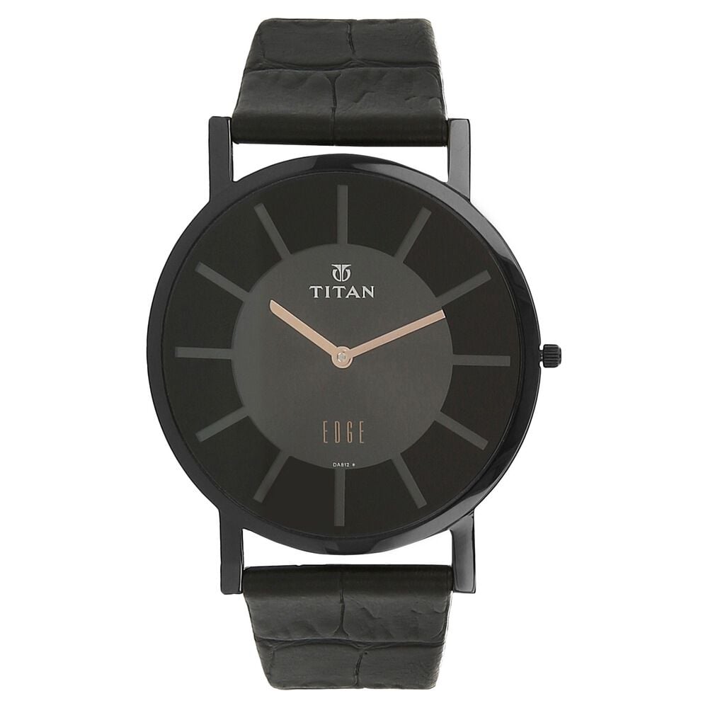 Titan Quartz Analog Black Dial Leather Strap Watch for Men - The Watch Factory ®
