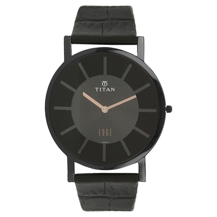 Titan Quartz Analog Black Dial Leather Strap Watch for Men - The Watch Factory ®