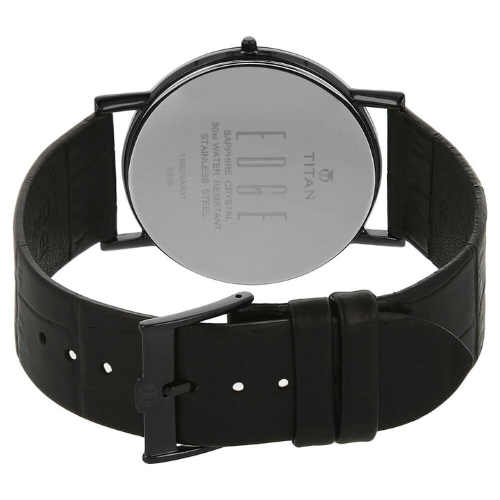 Titan Edge Slim Leather Strap Black Dial Analog Watch for Men NS1595NL01
