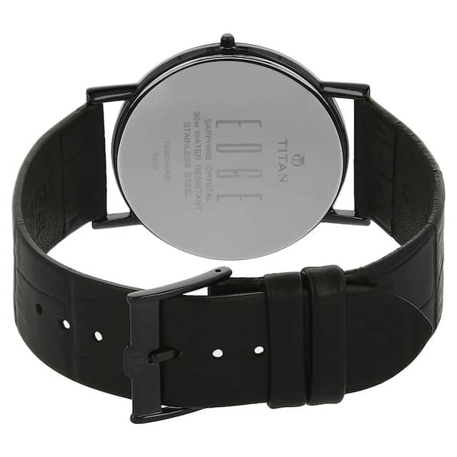 Titan Edge Black Dial Black Leather Strap Watch NQ1595NL01 (DA812)