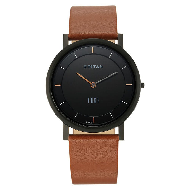 Titan Quartz Analog Black Dial Leather Strap Watch for Men - The Watch Factory ®