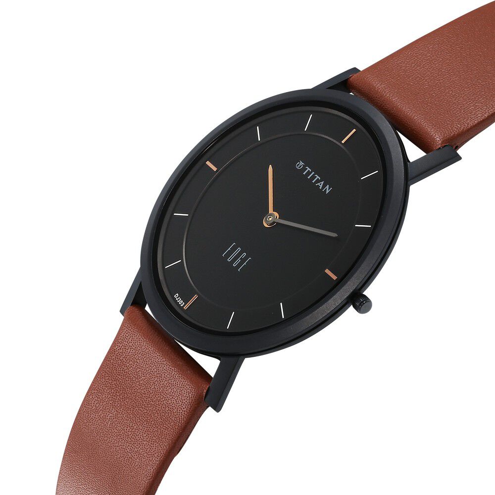 Titan Quartz Analog Black Dial Leather Strap Watch for Men - The Watch Factory ®