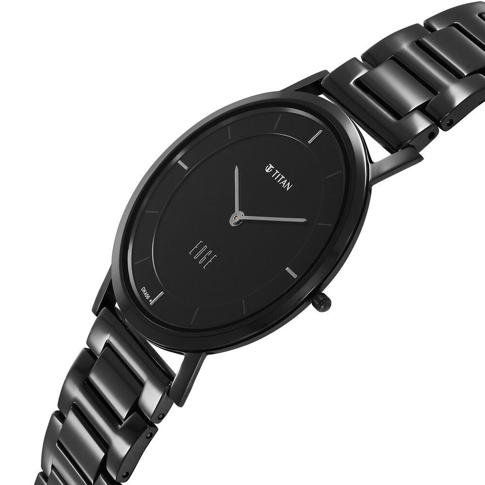 Titan Edge Quartz Analog Black Dial Black Stainless Steel Strap Watch For Men - The Watch Factory ®