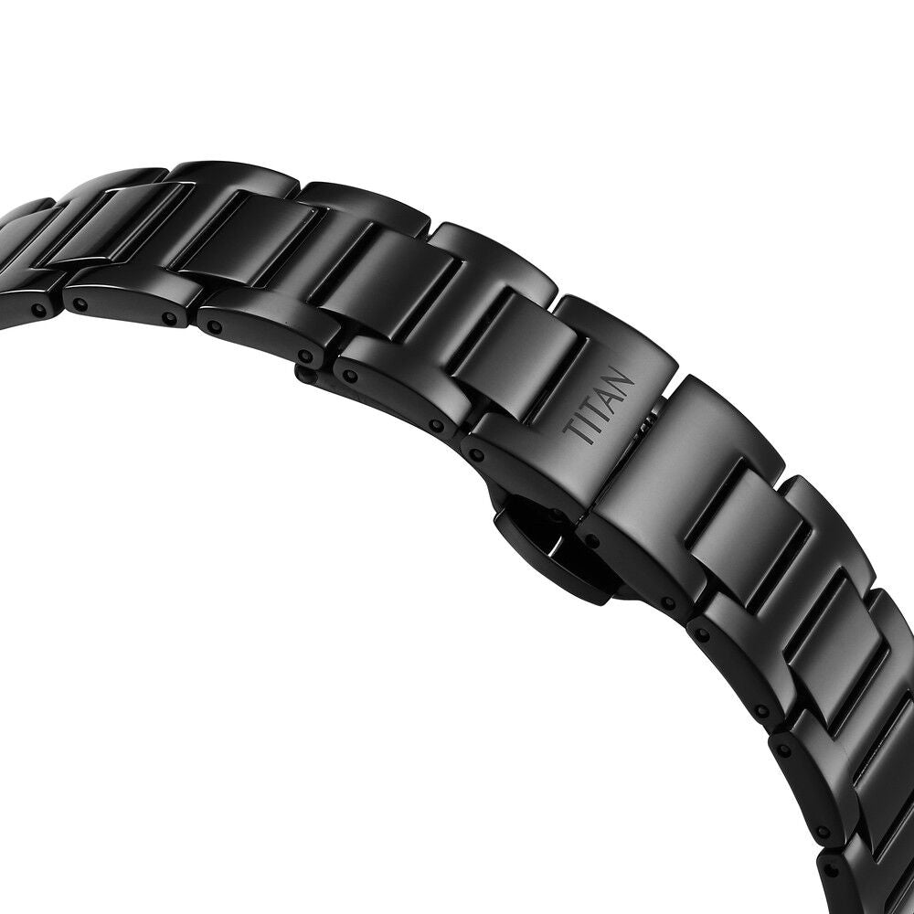 Titan Edge Quartz Analog Black Dial Black Stainless Steel Strap Watch For Men - The Watch Factory ®