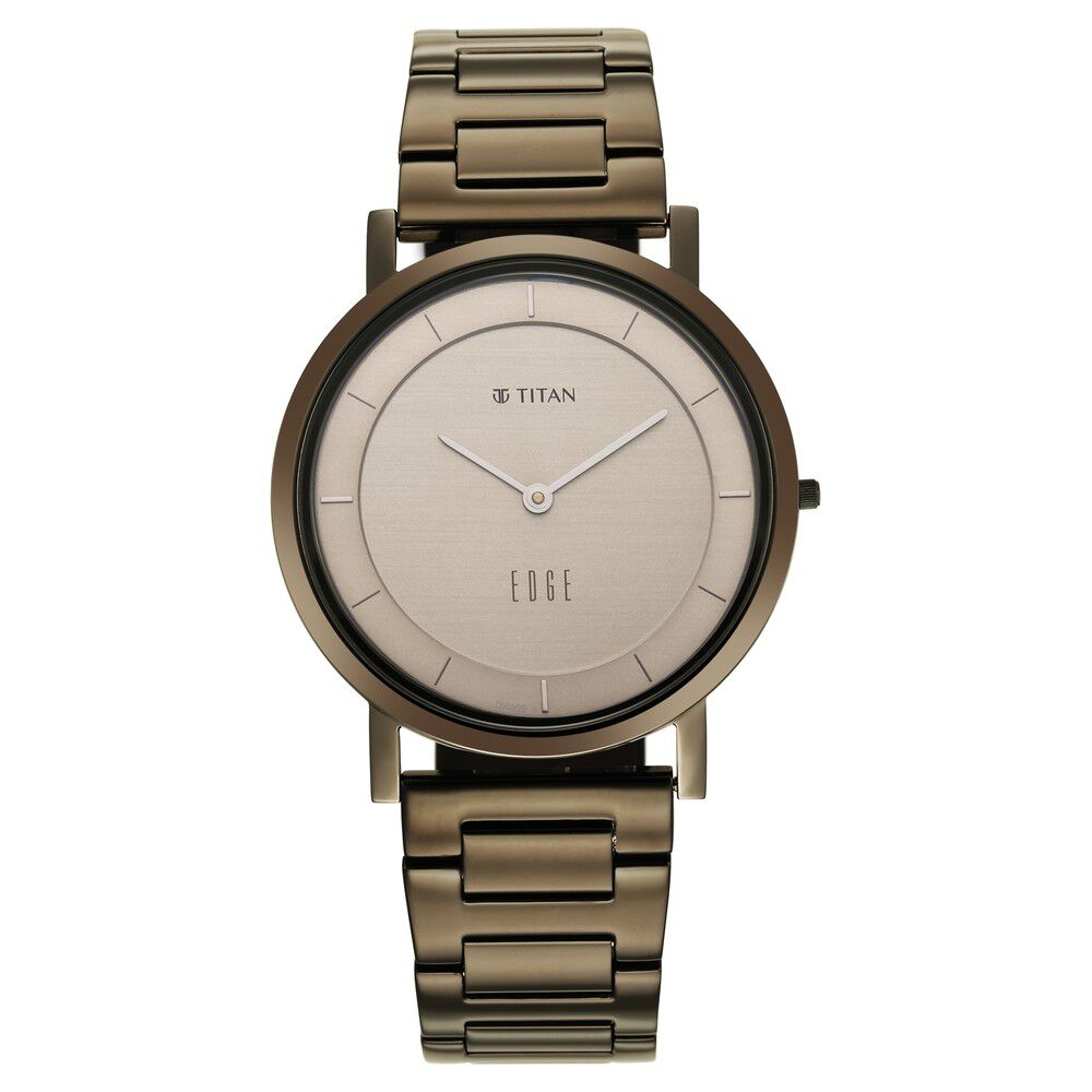 Titan Edge Beige Dial Analog Stainless Steel Strap watch for Men-1595QM01