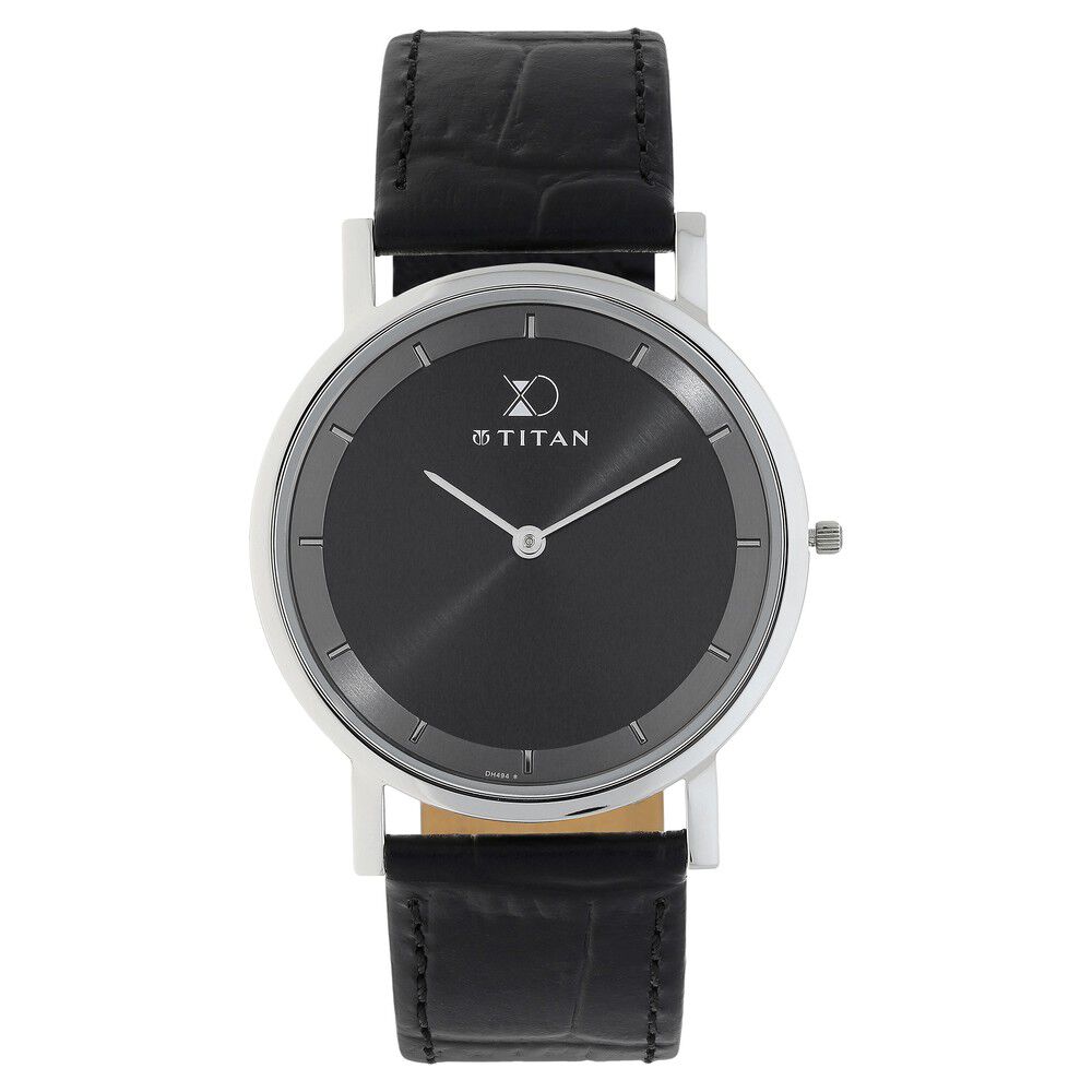 Titan Xerxes Desai Quartz Analog Black Dial Leather Strap Unisex Watch-1595SL01