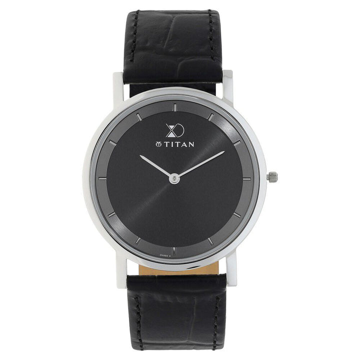 Titan Xerxes Desai Quartz Analog Black Dial Leather Strap Unisex Watch-1595SL01