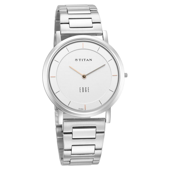 Titan Edge Silver White Dial Analog Stainless Steel Strap watch for Men-1595SM01
