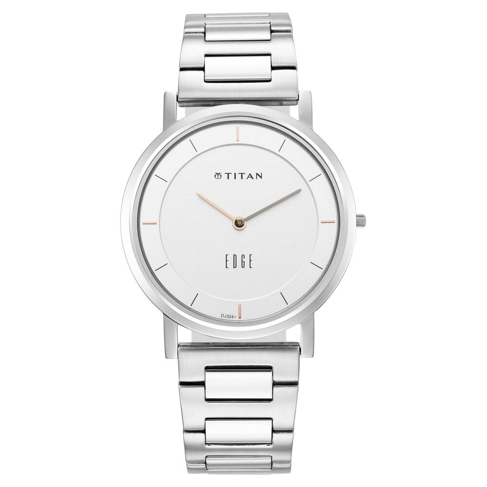 Titan Edge Silver White Dial Analog Stainless Steel Strap watch for Men-1595SM01