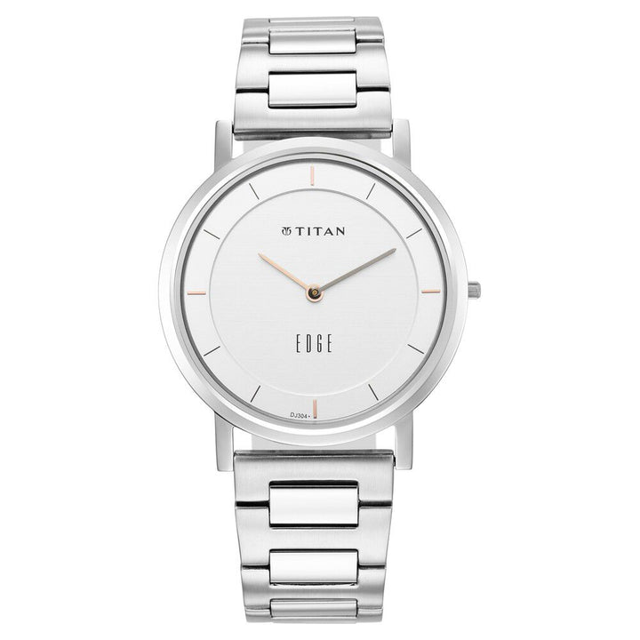 Titan Edge Silver White Dial Analog Stainless Steel Strap watch for Men-1595SM01