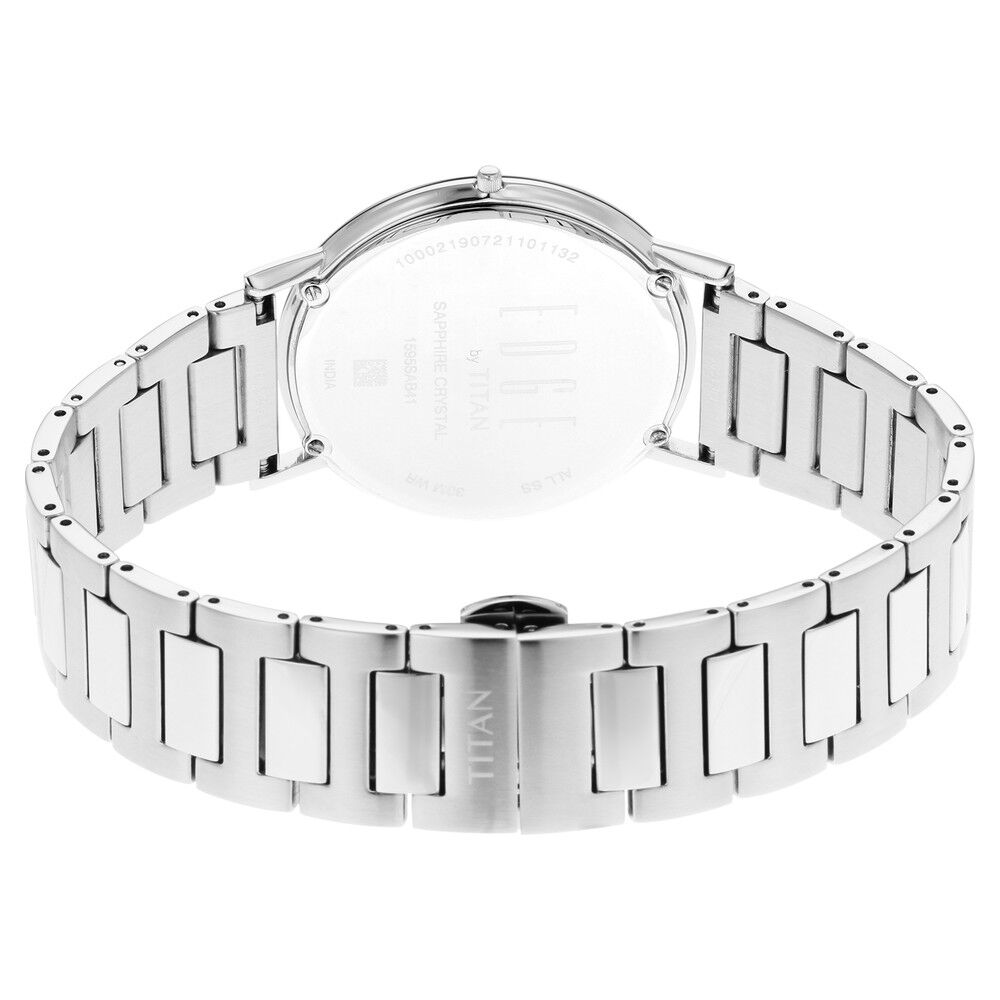 Titan Edge Silver White Dial Analog Stainless Steel Strap watch for Men-1595SM01
