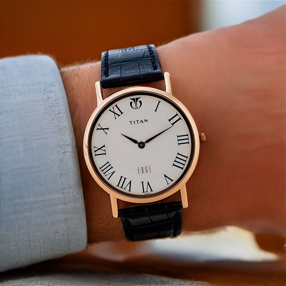 Wrist Titan Watch Above 20000 Titan Edge Quartz Analog White Dial