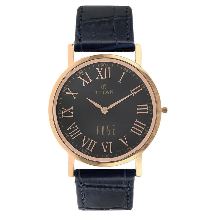 Titan Edge Blue Dial Analog Leather Strap Watch for Men NS1595WL02
