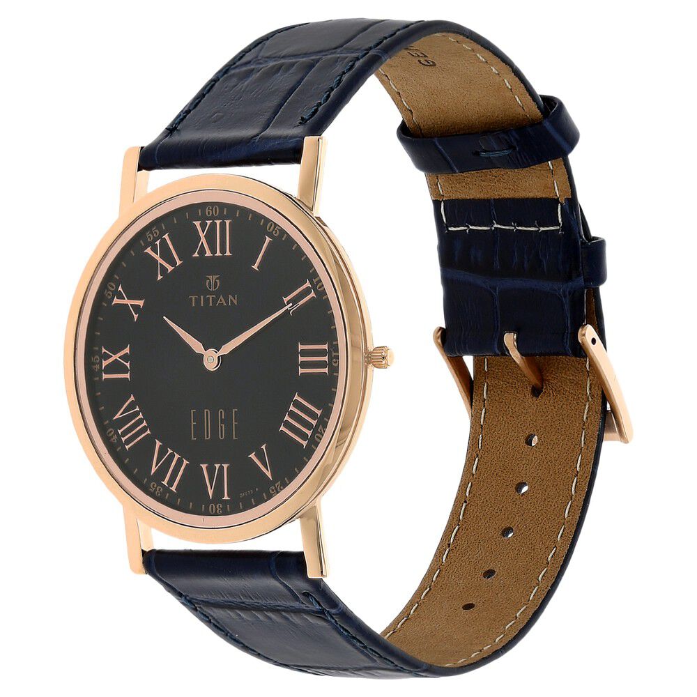 Titan Edge Blue Dial Analog Leather Strap Watch for Men NS1595WL02