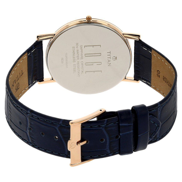 Titan Edge Blue Dial Analog Leather Strap Watch for Men NS1595WL02