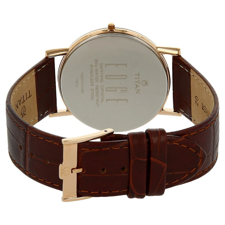 Titan Edge Slim Leather Strap Brown Dial Analog Watch for Men NS1595WL03