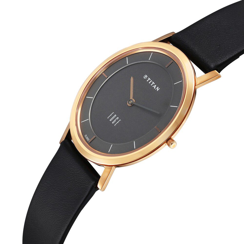 Titan Quartz Analog Anthracite Dial Leather Strap Watch for Men-NT1595WL09