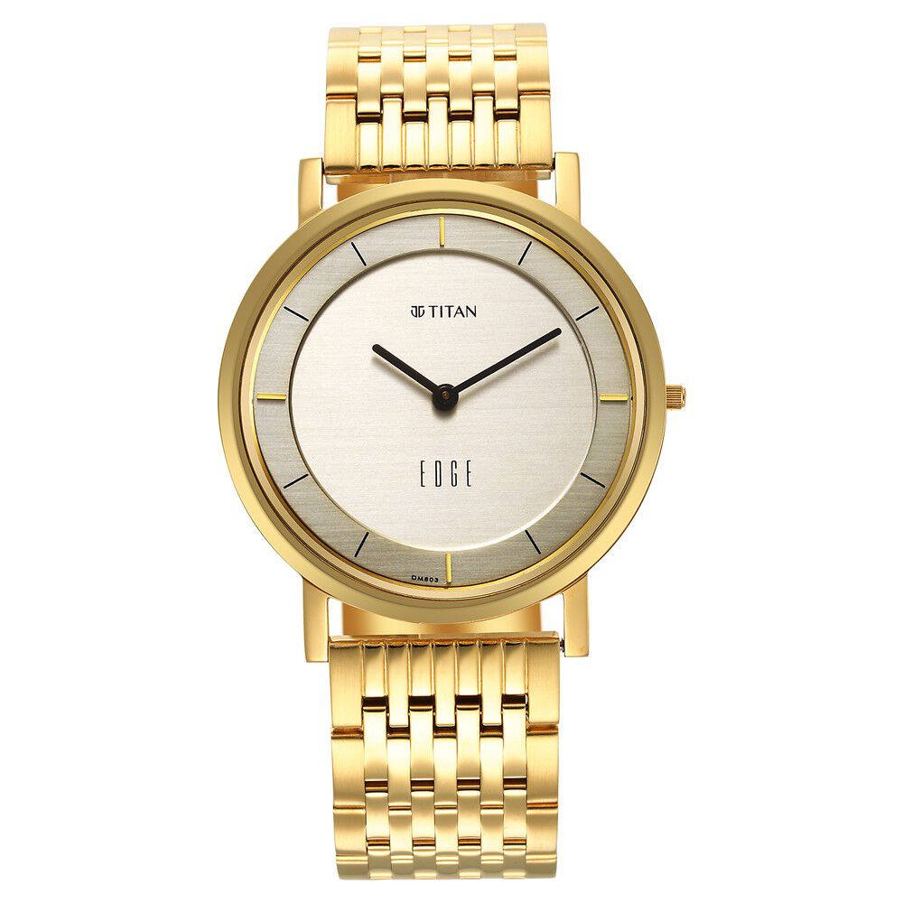 Edge Metal Yellow Dial Stainless Steel Strap Watch Men - The Watch Factory ®