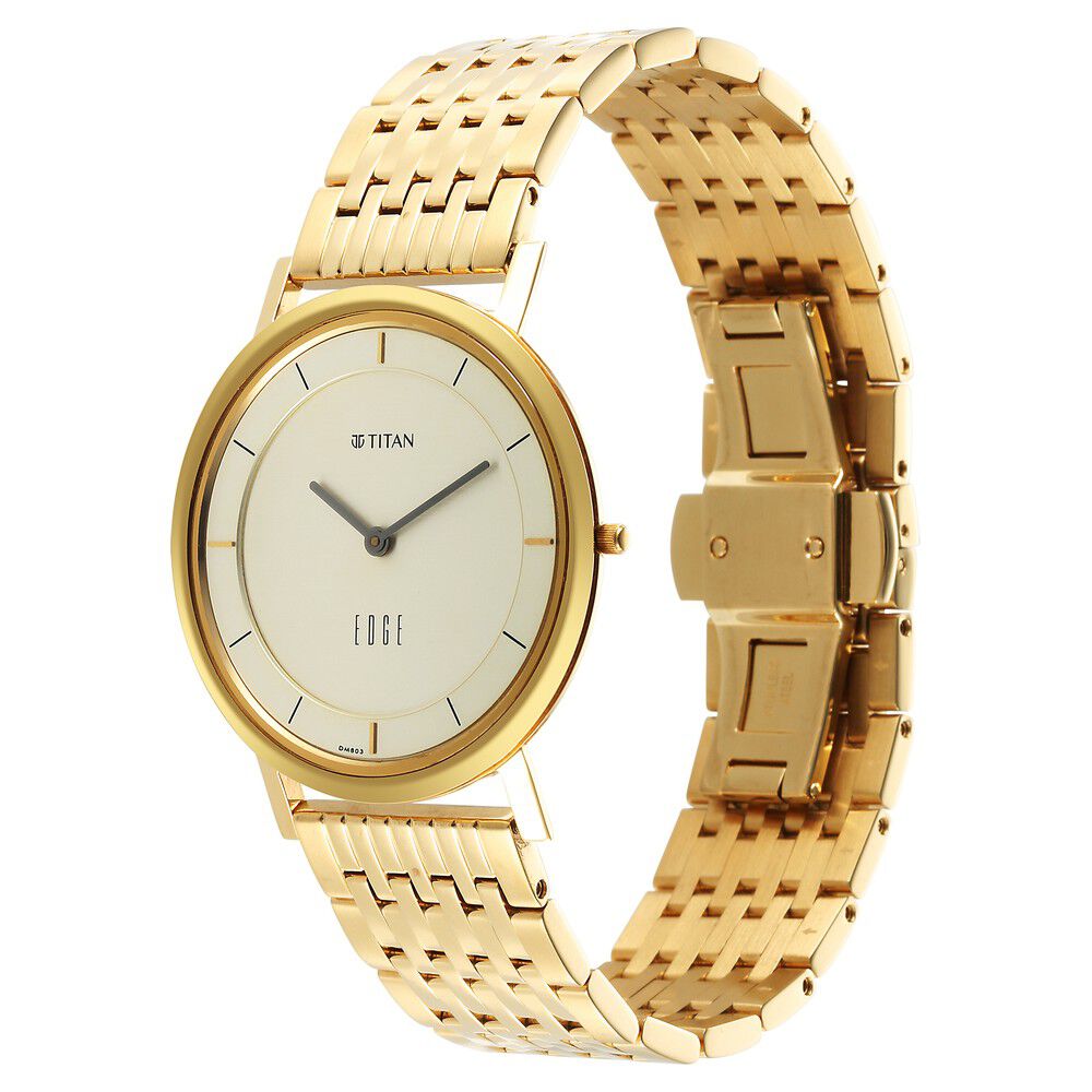 Edge Metal Yellow Dial Stainless Steel Strap Watch Men - The Watch Factory ®