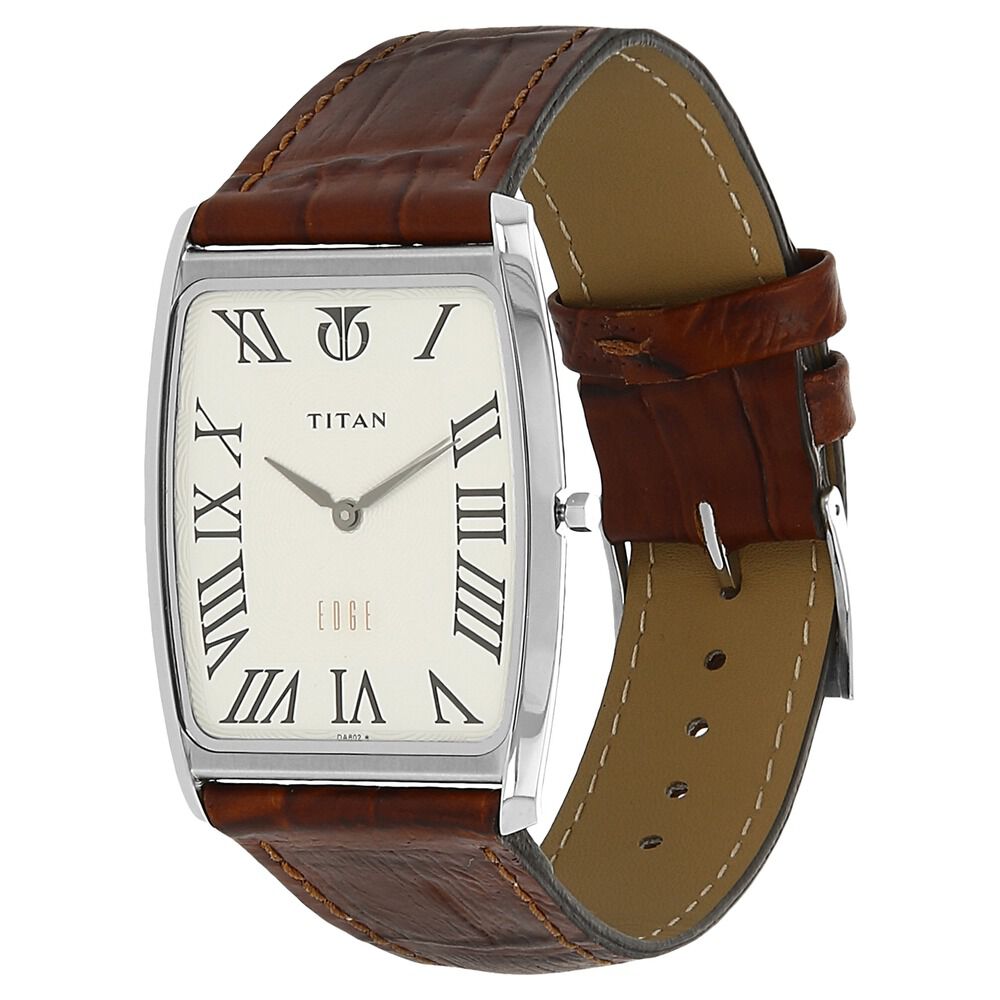 Titan Quartz Analog White Dial Leather Strap Watch for Men-NL1596SL01