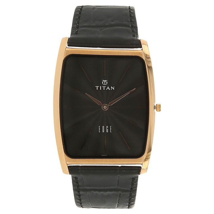 Titan Quartz Analog Black Dial Leather Strap Watch for Men-NH1596WL01