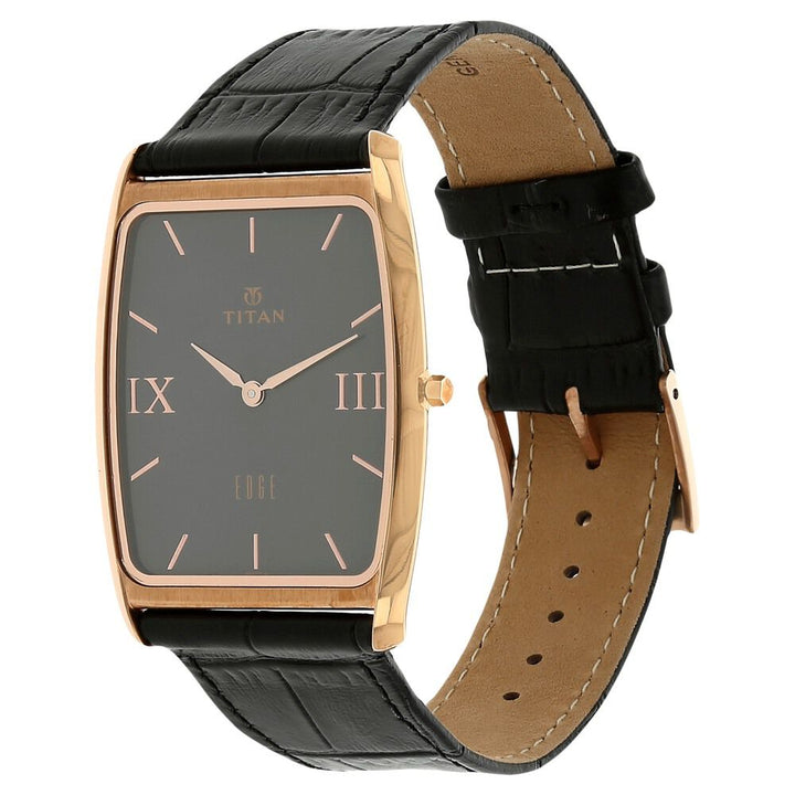 Titan Quartz Analog Grey Dial Leather Strap Watch for Men-NH1596WL02
