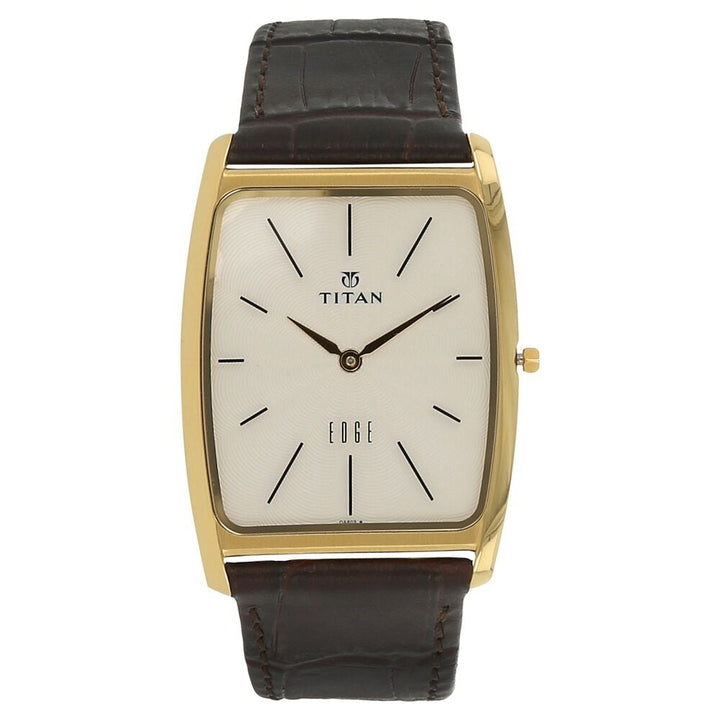 Titan Quartz Analog White Dial Leather Strap Watch for Men-NH1596YL01