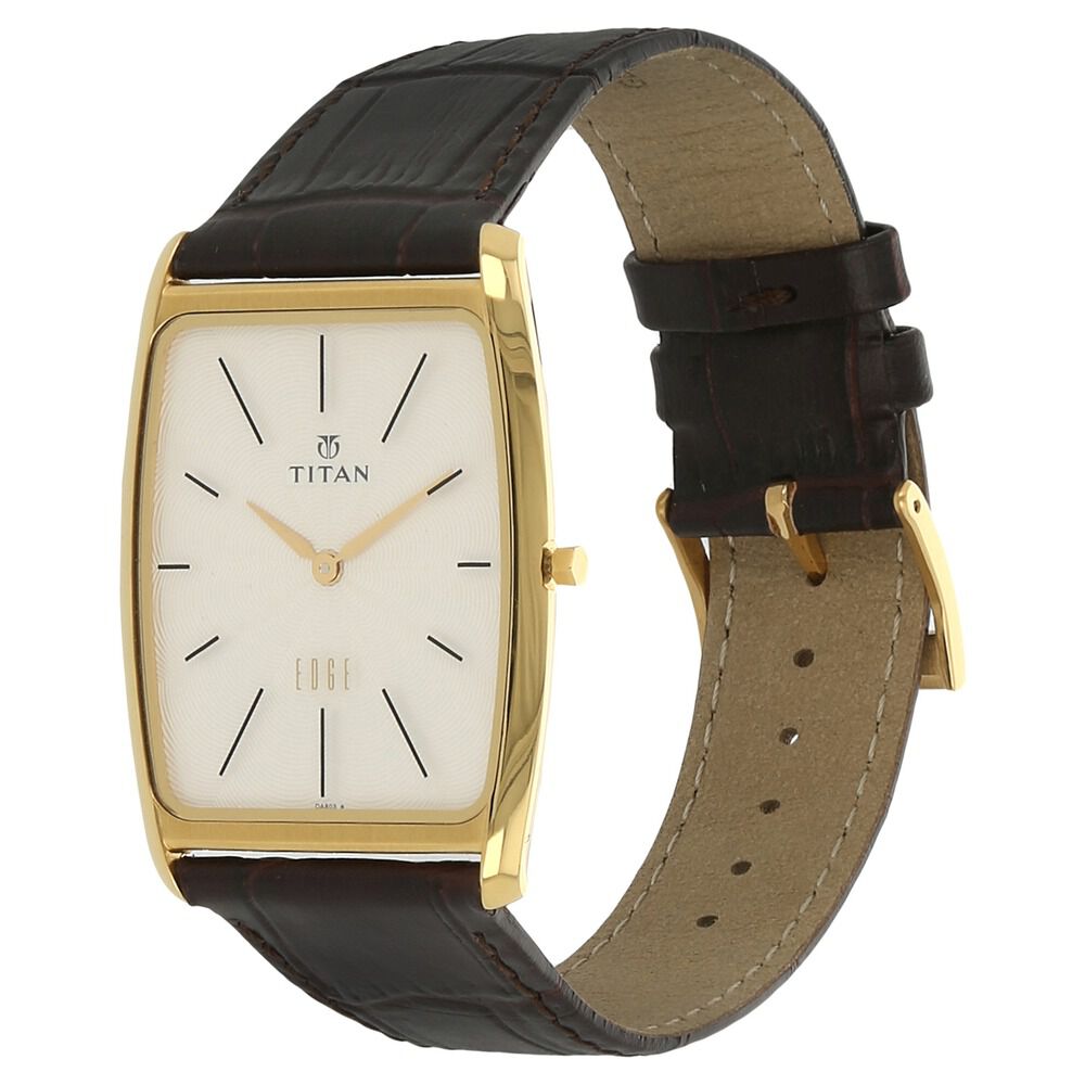Titan Quartz Analog White Dial Leather Strap Watch for Men-NH1596YL01
