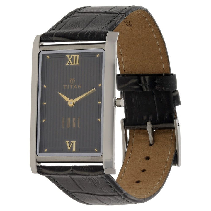 Titan Quartz Analog Grey Dial Leather Strap Watch for Men-NH1598SL02