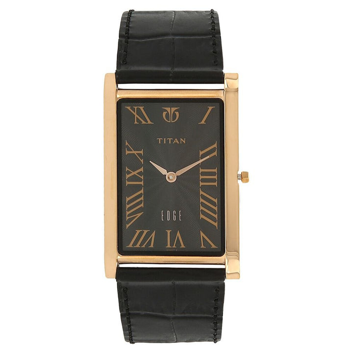 Titan Quartz Analog Black Dial Leather Strap Watch for Men-NH1598WL01