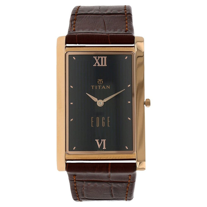 Titan Quartz Analog Blue Dial Leather Strap Watch for Men-NH1598WL03